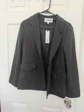 Steve Madden Black Rhinestone-Embellished Blazer
